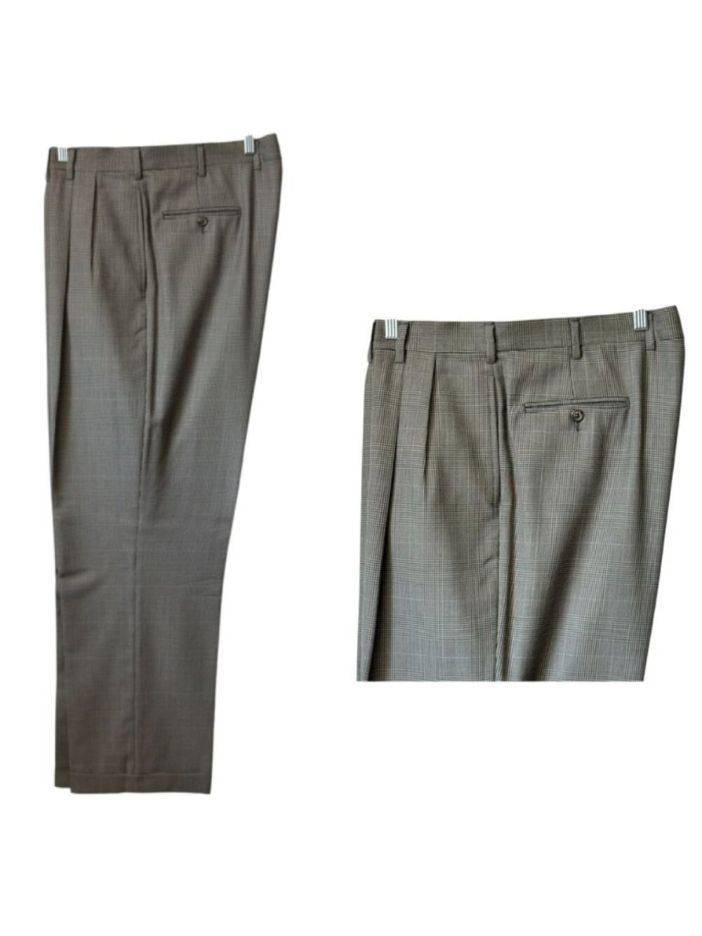Joseph A. Bank Signature Collection Glen Plaid Beige & Black Suit 44L 2-Button 4 - Picture 15 of 16